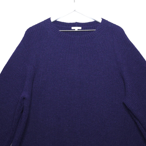 CALME by Johnny Was Baby Alpaca Tunic Sweater Ribbed Oversized Eggplant Sz L - Picture 2 of 6